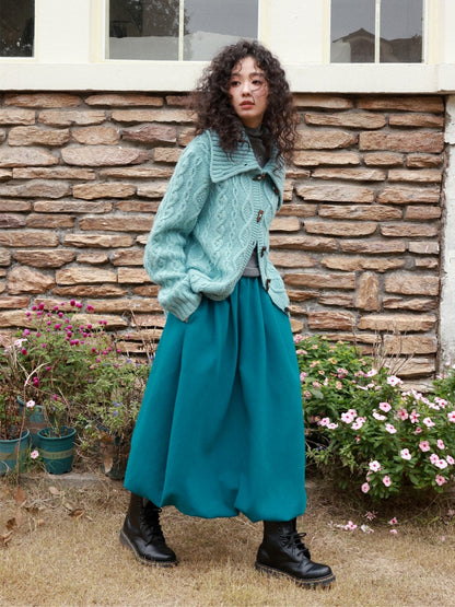 "Velvet Old Times" Woolen Bud Half-Length Skirt【s0000014748】
