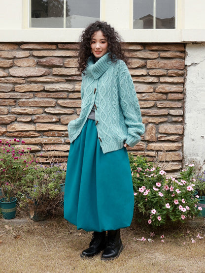 "Velvet Old Times" Woolen Bud Half-Length Skirt【s0000014748】