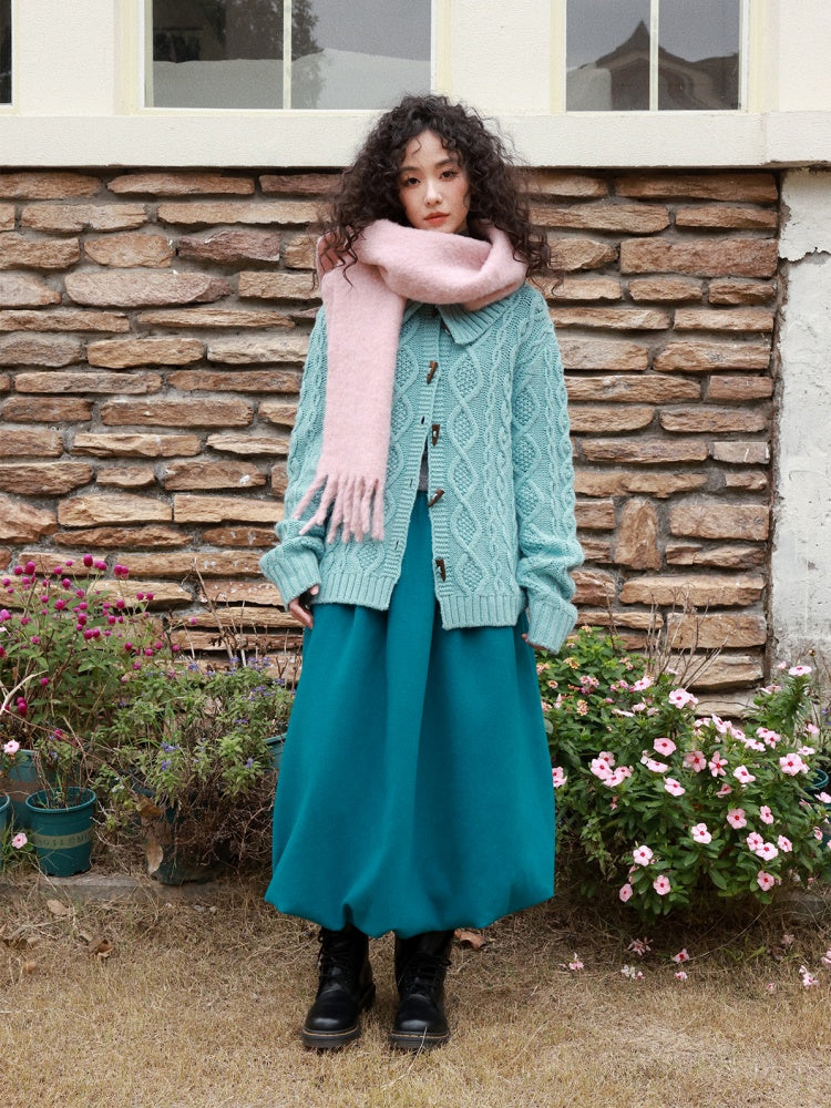 "Velvet Old Times" Woolen Bud Half-Length Skirt【s0000014748】