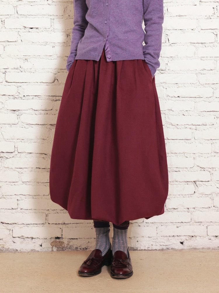 "Velvet Old Times" Woolen Bud Half-Length Skirt【s0000014748】
