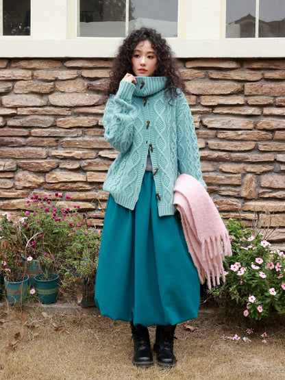 "Velvet Old Times" Woolen Bud Half-Length Skirt【s0000014748】