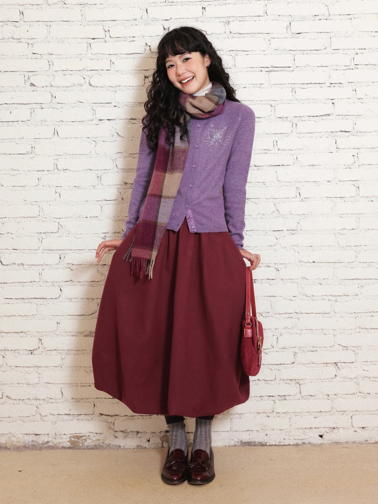 "Velvet Old Times" Woolen Bud Half-Length Skirt【s0000014748】