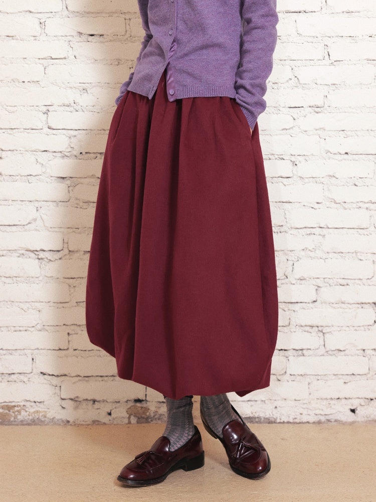 "Velvet Old Times" Woolen Bud Half-Length Skirt【s0000014748】