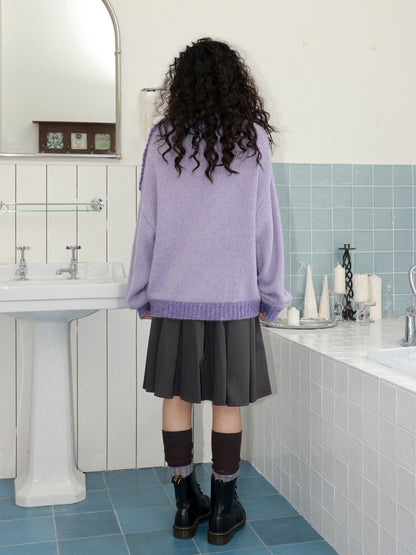 "Wishing Pool" Fountain Pattern Lapel Pullover Knit Sweater【s0000014749】