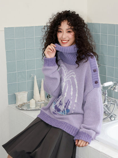 "Wishing Pool" Fountain Pattern Lapel Pullover Knit Sweater【s0000014749】