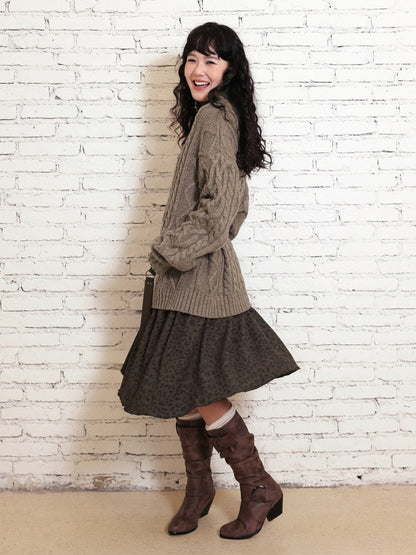 "Grass & Wood Flute" Sheep Wool Cable Pullover Sweater knitwear Retro Casual【s0000014750】