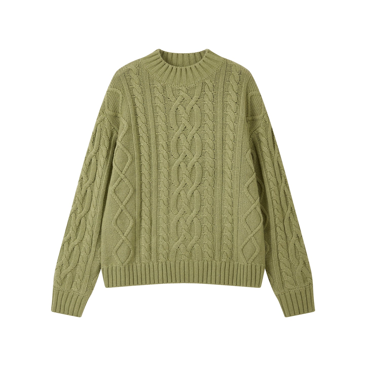 "Grass & Wood Flute" Sheep Wool Cable Pullover Sweater knitwear Retro Casual【s0000014750】