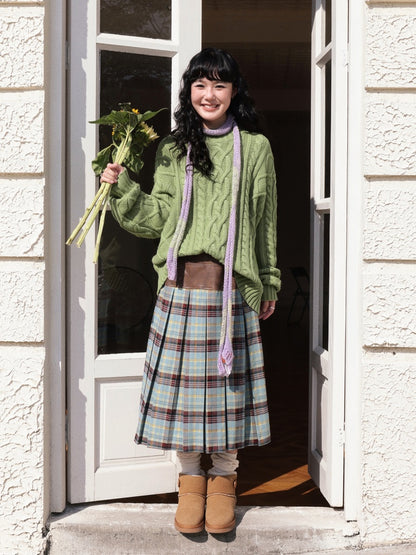 "Grass & Wood Flute" Sheep Wool Cable Pullover Sweater knitwear Retro Casual【s0000014750】