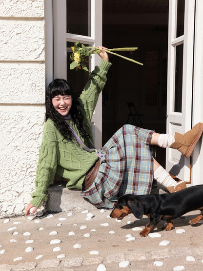 "Grass & Wood Flute" Sheep Wool Cable Pullover Sweater knitwear Retro Casual【s0000014750】