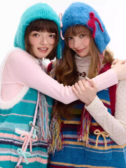 Vintage Design Twist Braid Bow Warm Cold Protection Woolen Knitted Hat【s0000014760】