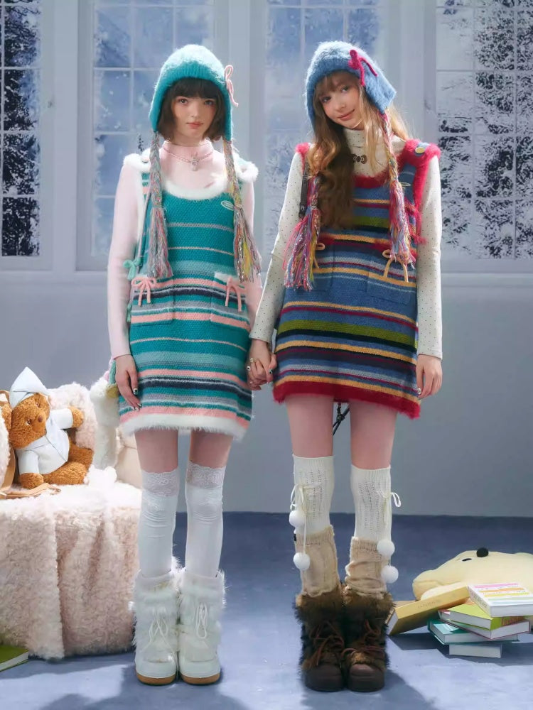 Vintage Design Twist Braid Bow Warm Cold Protection Woolen Knitted Hat【s0000014760】