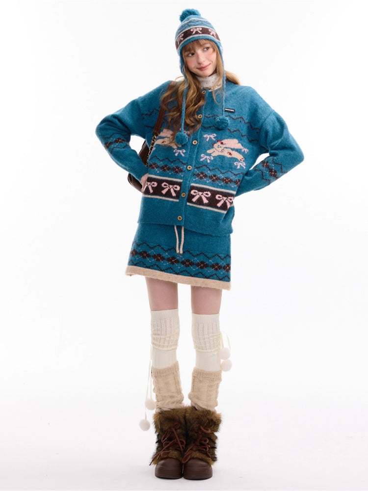 Retro Design Sense Fair Island High Waist Slimming A-Line Knitted Skirt【s0000014762】