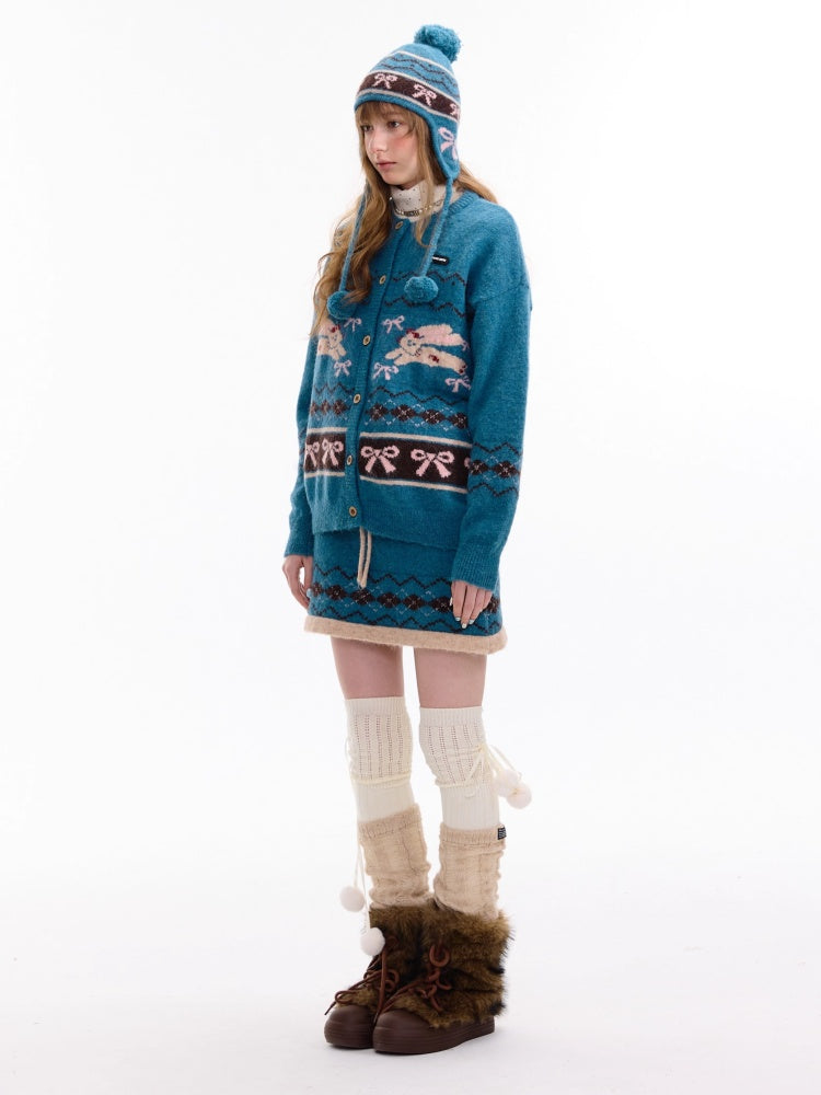 Retro Design Sense Fair Island High Waist Slimming A-Line Knitted Skirt【s0000014762】