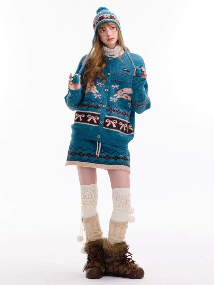 Retro Design Sense Fair Island High Waist Slimming A-Line Knitted Skirt【s0000014762】