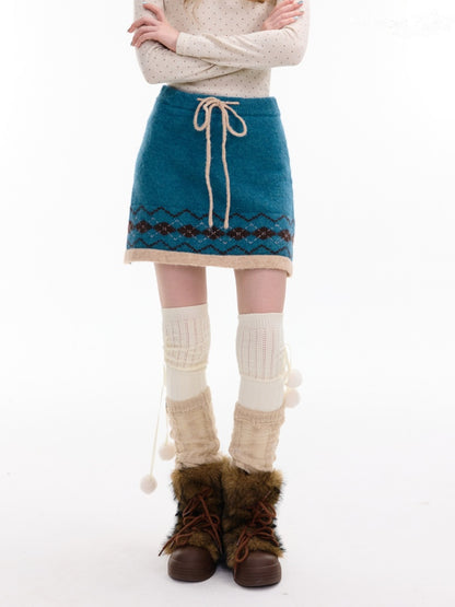 Retro Design Sense Fair Island High Waist Slimming A-Line Knitted Skirt【s0000014762】