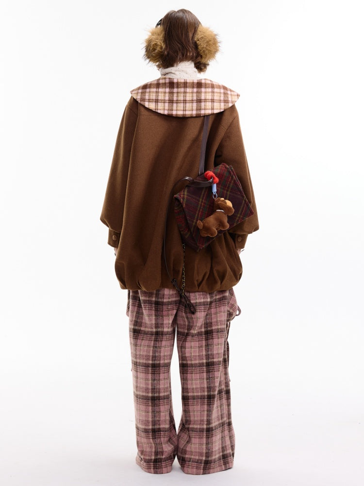 American Doll Lapel Pocket Hem Midi Woolen Coat Jacket【s0000014764】