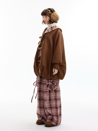 American Doll Lapel Pocket Hem Midi Woolen Coat Jacket【s0000014764】