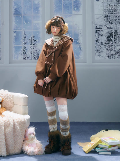 American Doll Lapel Pocket Hem Midi Woolen Coat Jacket【s0000014764】