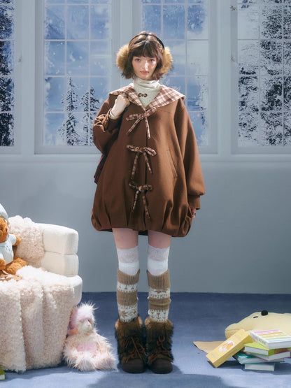 American Doll Lapel Pocket Hem Midi Woolen Coat Jacket【s0000014764】