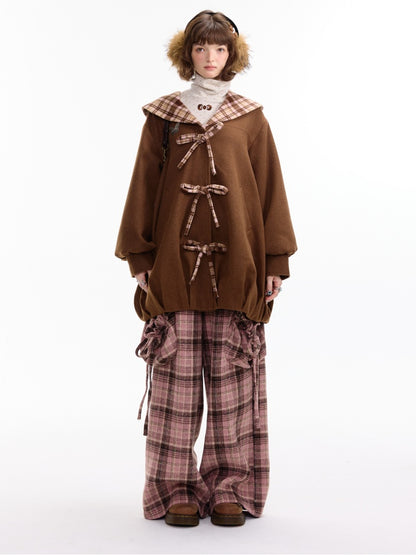 American Doll Lapel Pocket Hem Midi Woolen Coat Jacket【s0000014764】