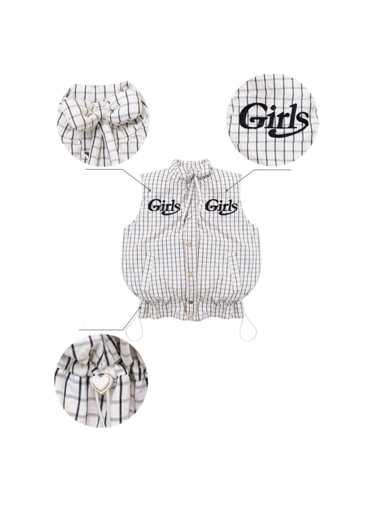 American Design Letter Embroidery Slimming Thickened Plaid Cotton Jacket【s0000014765】