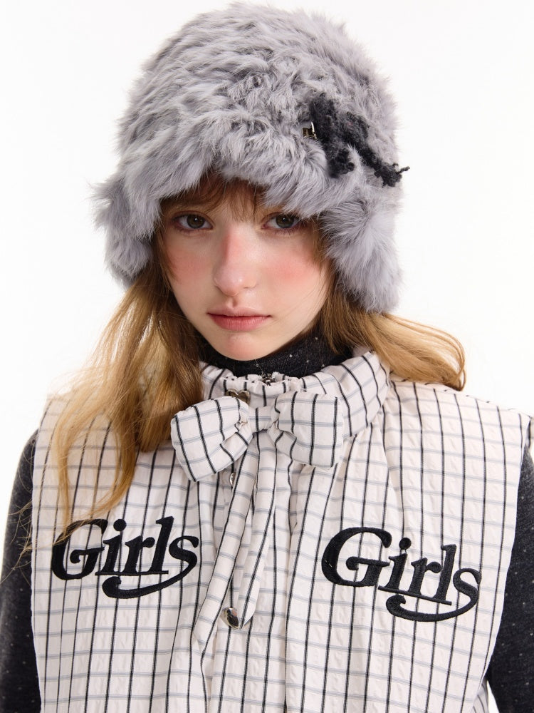 American Design Letter Embroidery Slimming Thickened Plaid Cotton Jacket【s0000014765】