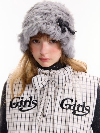American Design Letter Embroidery Slimming Thickened Plaid Cotton Jacket【s0000014765】