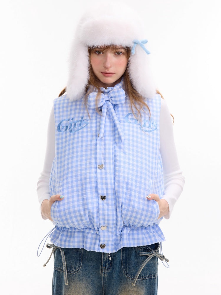 American Design Letter Embroidery Slimming Thickened Plaid Cotton Jacket【s0000014765】