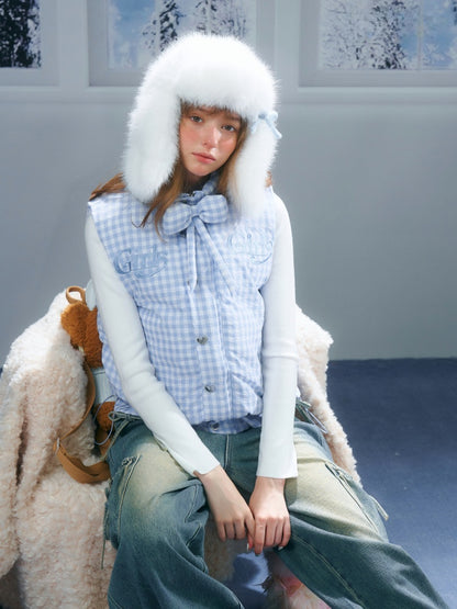 American Design Letter Embroidery Slimming Thickened Plaid Cotton Jacket【s0000014765】