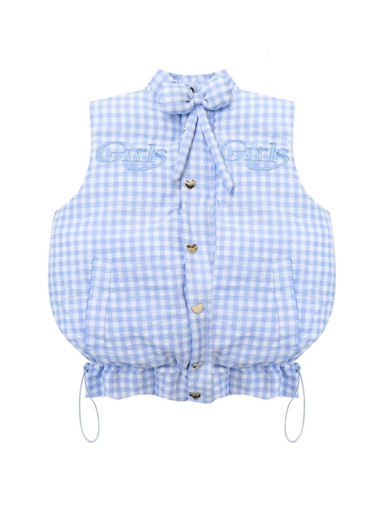 American Design Letter Embroidery Slimming Thickened Plaid Cotton Jacket【s0000014765】