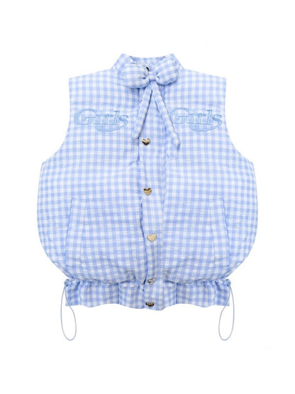 American Design Letter Embroidery Slimming Thickened Plaid Cotton Jacket【s0000014765】