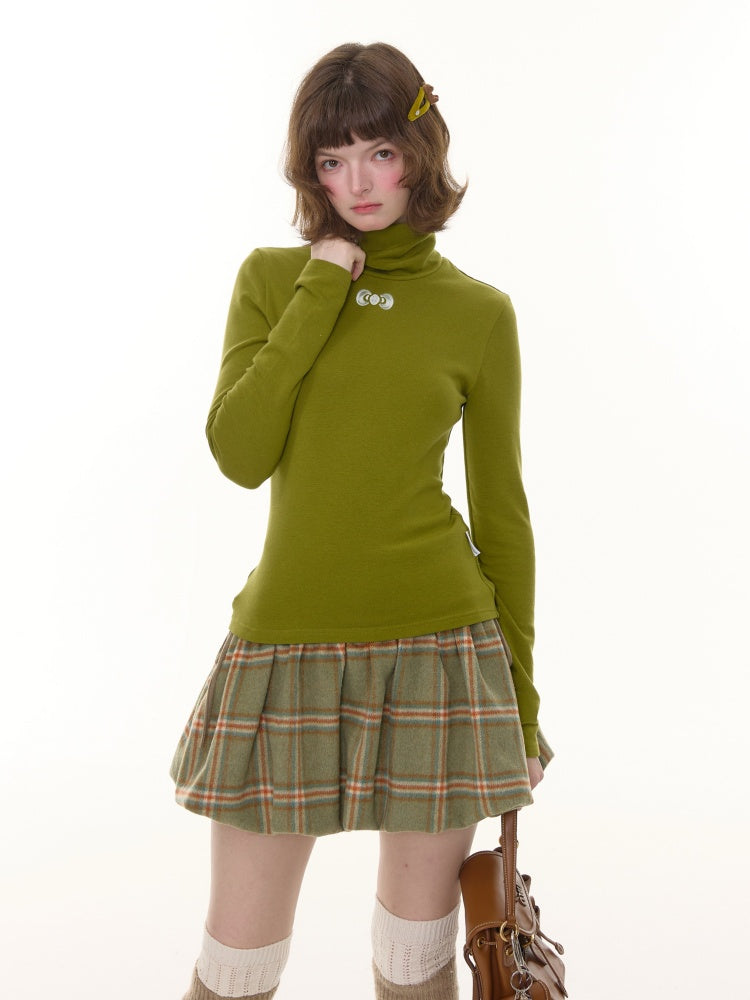 American Retro High Neck Slim Soft Waxy Inner Top Knitted Base Shirt【s0000014770】