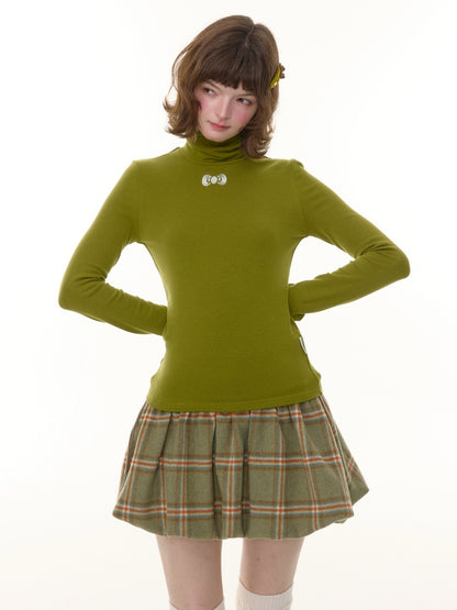 American Retro High Neck Slim Soft Waxy Inner Top Knitted Base Shirt【s0000014770】