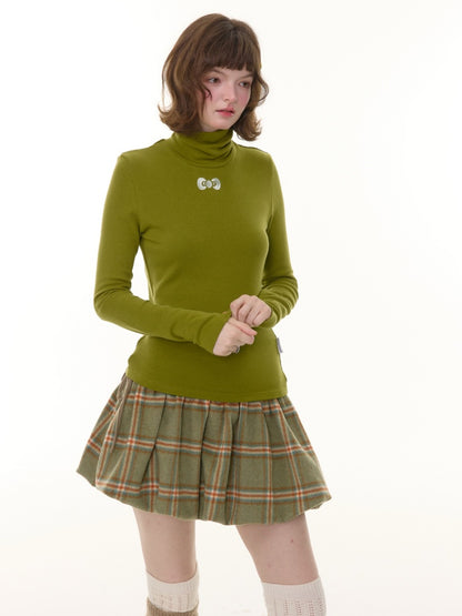 American Retro High Neck Slim Soft Waxy Inner Top Knitted Base Shirt【s0000014770】