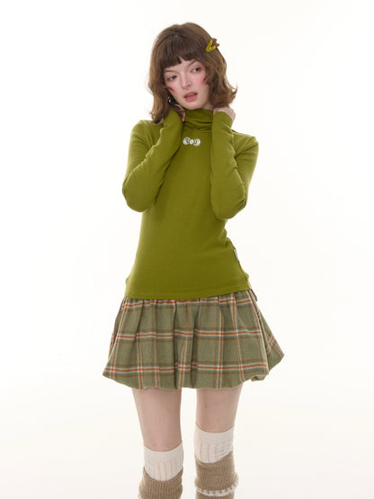 American Retro High Neck Slim Soft Waxy Inner Top Knitted Base Shirt【s0000014770】