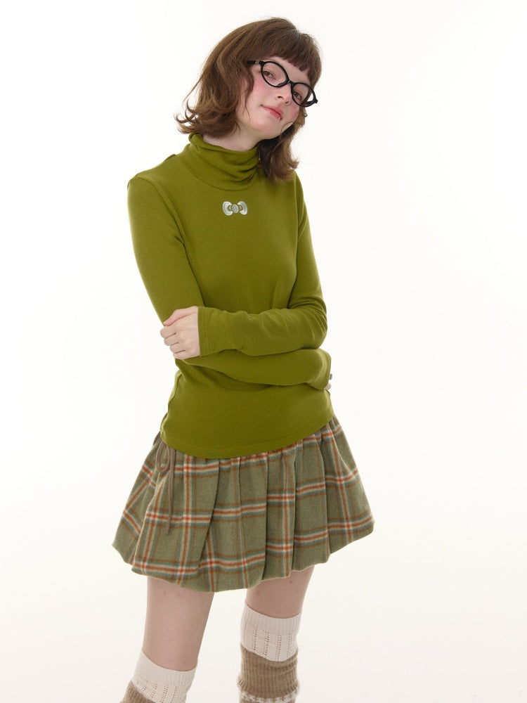 American Retro High Neck Slim Soft Waxy Inner Top Knitted Base Shirt【s0000014770】