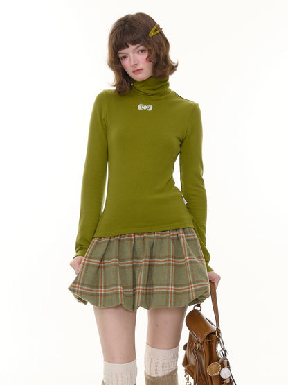 American Retro High Neck Slim Soft Waxy Inner Top Knitted Base Shirt【s0000014770】