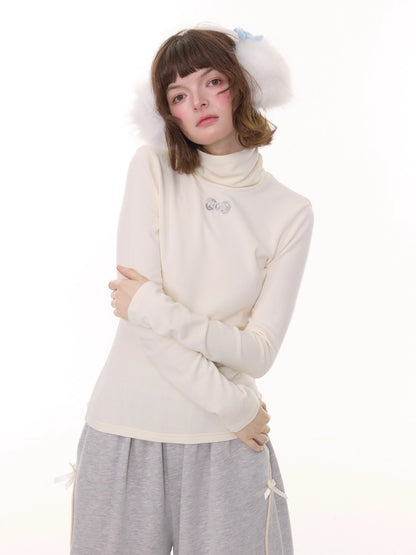 American Retro High Neck Slim Soft Waxy Inner Top Knitted Base Shirt【s0000014770】