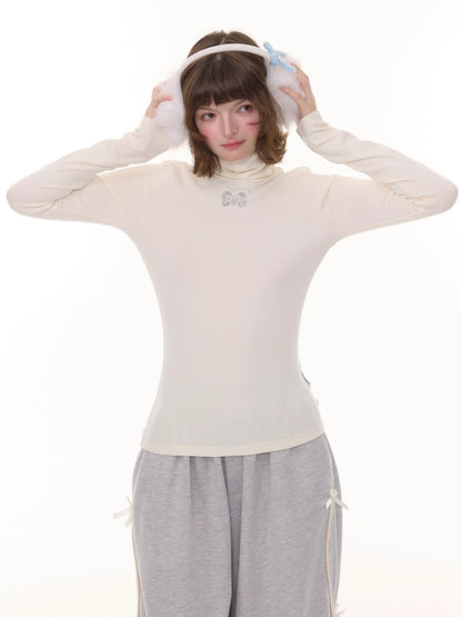 American Retro High Neck Slim Soft Waxy Inner Top Knitted Base Shirt【s0000014770】