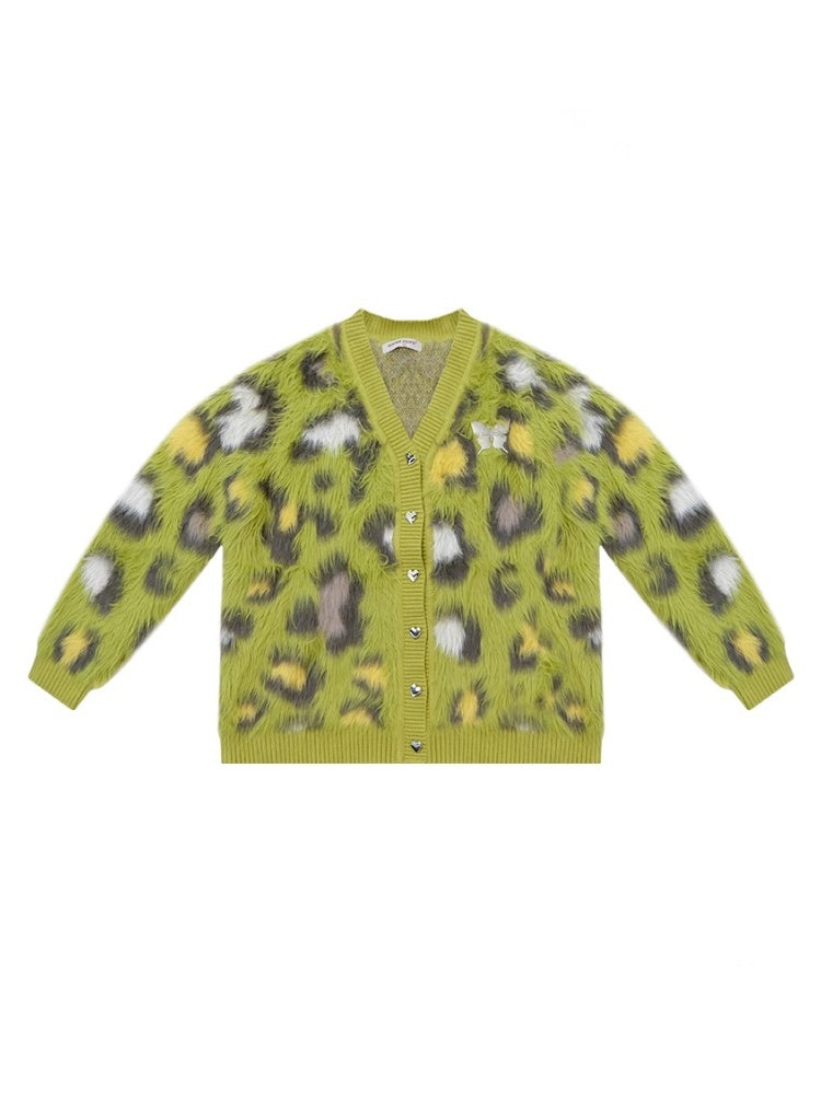 Warm Soft Glutinous Lazy Style American Retro Leopard Print Sweater Cardigan Jacket【s0000014773】