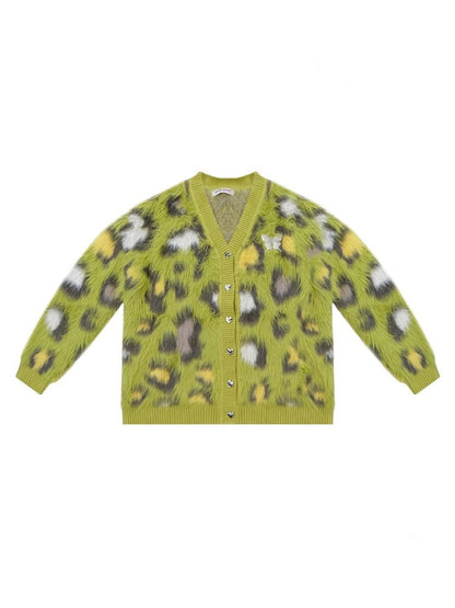 Warm Soft Glutinous Lazy Style American Retro Leopard Print Sweater Cardigan Jacket【s0000014773】
