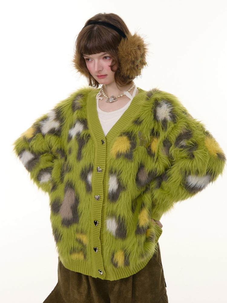 Warm Soft Glutinous Lazy Style American Retro Leopard Print Sweater Cardigan Jacket【s0000014773】