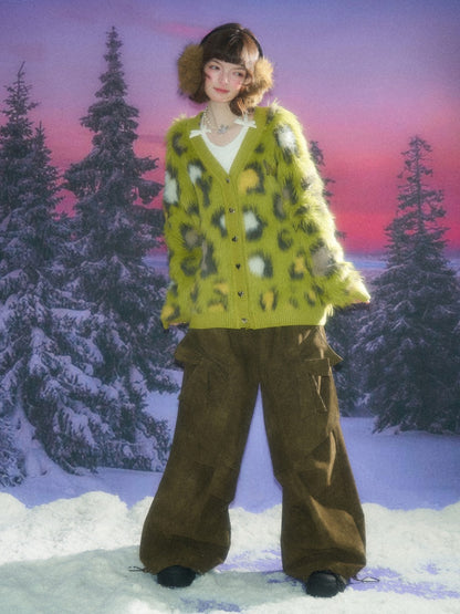 Warm Soft Glutinous Lazy Style American Retro Leopard Print Sweater Cardigan Jacket【s0000014773】