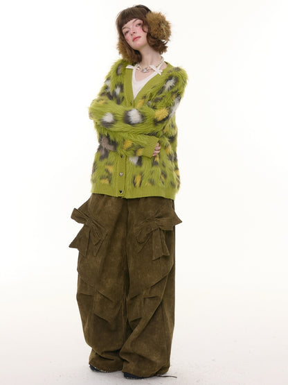 Warm Soft Glutinous Lazy Style American Retro Leopard Print Sweater Cardigan Jacket【s0000014773】