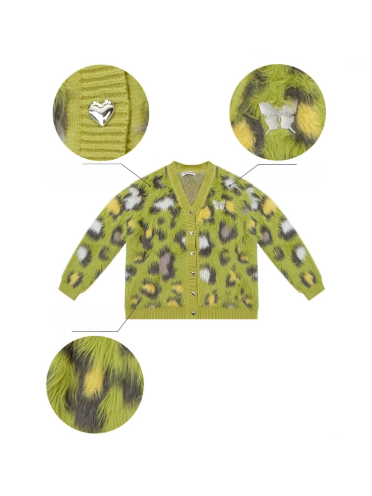 Warm Soft Glutinous Lazy Style American Retro Leopard Print Sweater Cardigan Jacket【s0000014773】