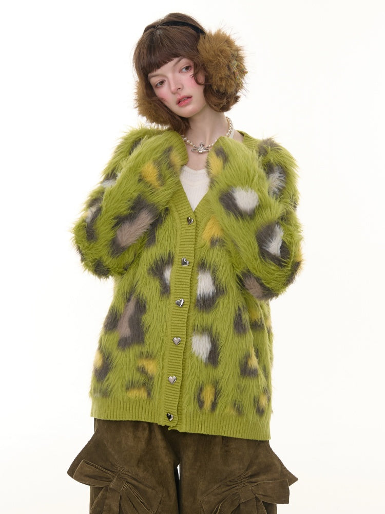 Warm Soft Glutinous Lazy Style American Retro Leopard Print Sweater Cardigan Jacket【s0000014773】
