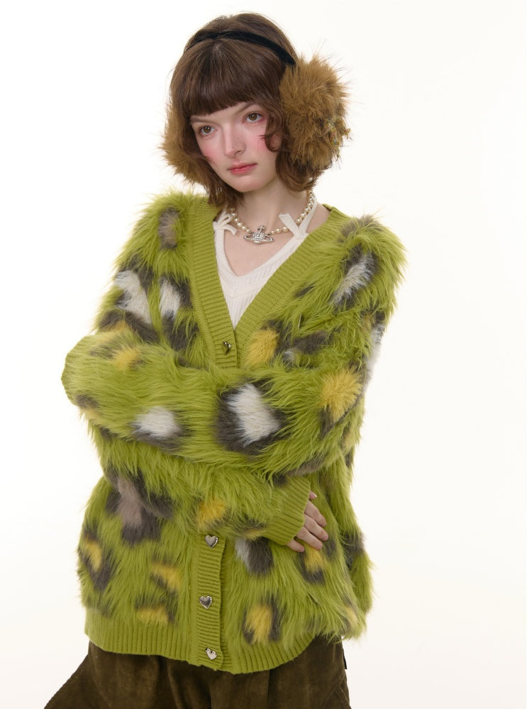 Warm Soft Glutinous Lazy Style American Retro Leopard Print Sweater Cardigan Jacket【s0000014773】
