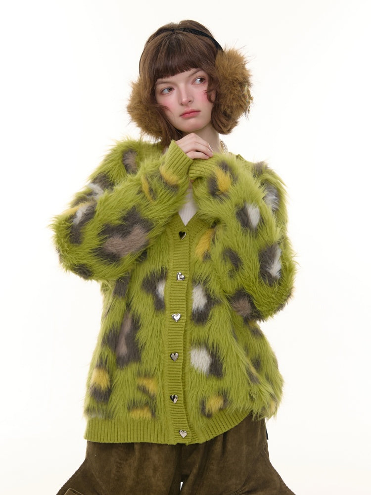 Warm Soft Glutinous Lazy Style American Retro Leopard Print Sweater Cardigan Jacket【s0000014773】