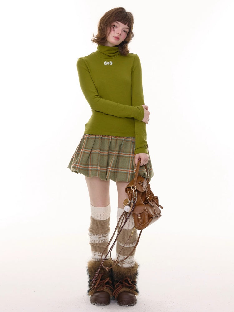 American Retro High Waist Slimming Plaid Woolen Tie Pocket Short Skirt【s0000014774】