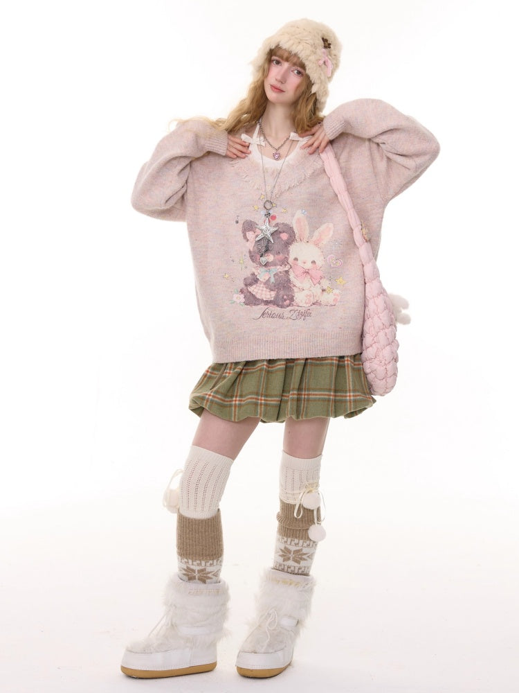 American Retro High Waist Slimming Plaid Woolen Tie Pocket Short Skirt【s0000014774】